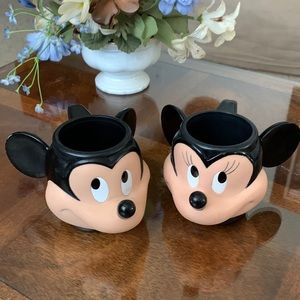 Vintage Applause Disney World Mickey & Minnie Mouse Character Mug Cup Drink set